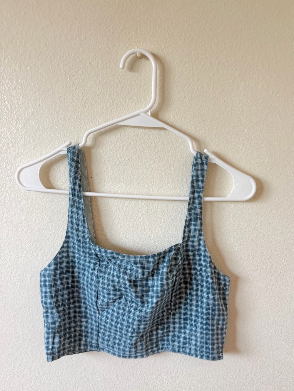 American Eagle Outfitters Blue Plaid Cropped Tank